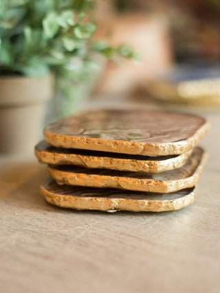 Agate Coaster - Brown with Gold Rim