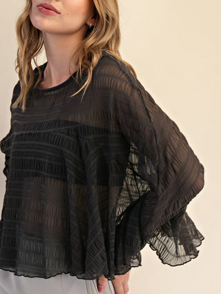 Air Kiss Cape Top - Charcoal