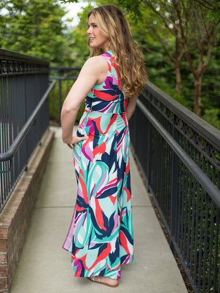 Aloha Resort Maxi Dress - Teal Multi