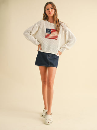 Ameri-Knit Classic Sweater Top - Ivory