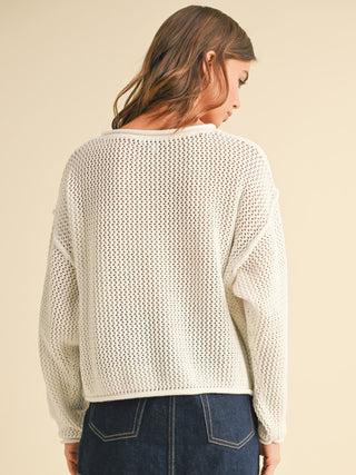Ameri-Knit Classic Sweater Top - Ivory