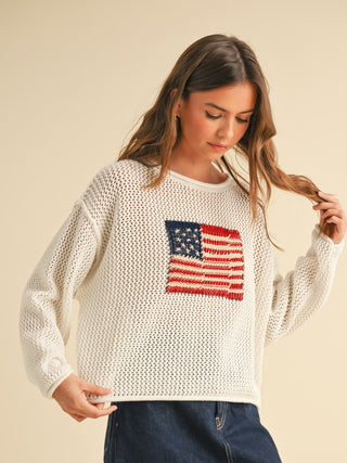 Ameri-Knit Classic Sweater Top - Ivory
