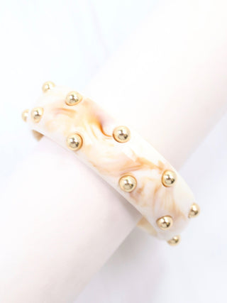 Amira Studded Bangle Bracelet - Natural White
