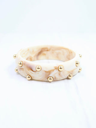 Amira Studded Bangle Bracelet - Natural White