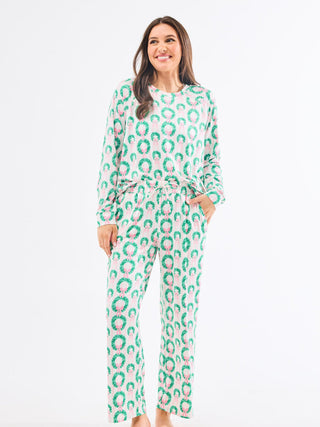 Annie Rosy Wreath Longsleeve Pajama Set