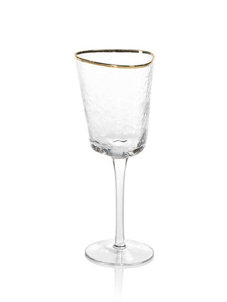 triangular gold rimmed gilded glass for wine