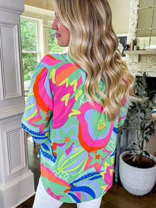 Sugar Strokes Buttoned Blouse - Multi