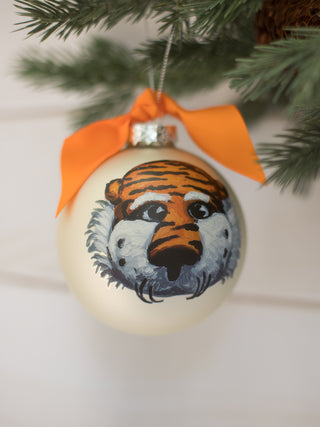 this ivory christmas ornament with a painted auburn university tiger is the perfect holiday gift for war eagle fans