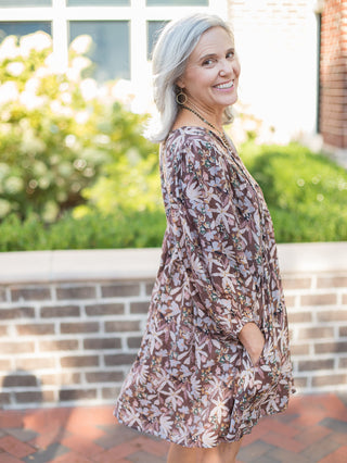 Autumn Garden Dress - Chocolate Brown