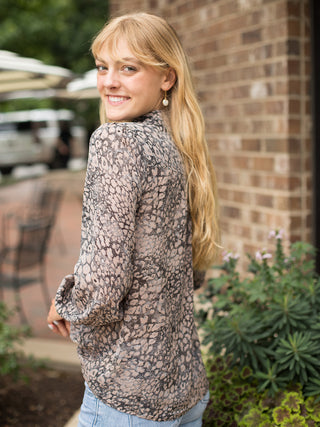 Bagheera Pintuck Blouse - Leopard