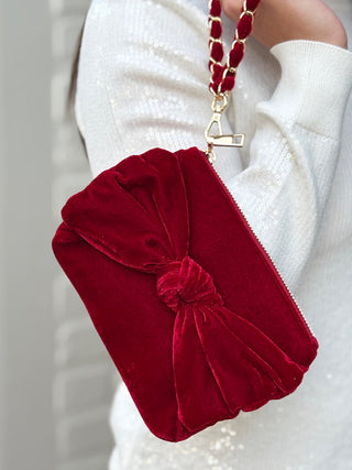 Bea Bow Velvet Wristlet