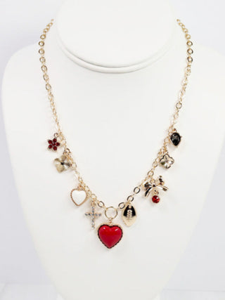 Sideline Spirit Charm Necklace - Crimson/White