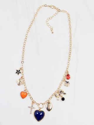 Sideline Spirit Charm Necklace - Navy/Orange