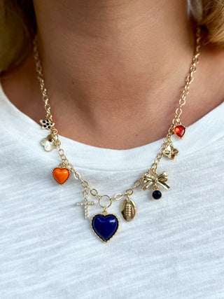Sideline Spirit Charm Necklace - Navy/Orange