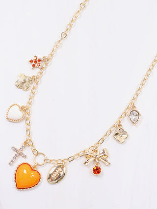 Sideline Spirit Charm Necklace - Orange/White