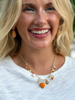 Sideline Spirit Charm Necklace - Orange/White