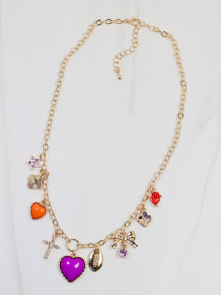 Sideline Spirit Charm Necklace - Purple/Orange