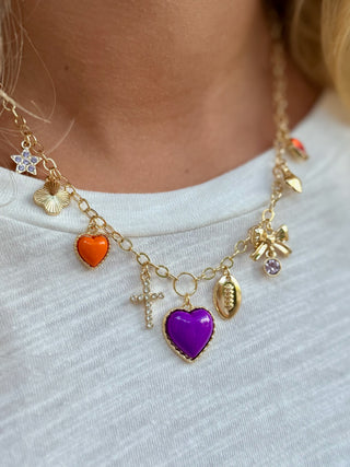 Sideline Spirit Charm Necklace - Purple/Orange
