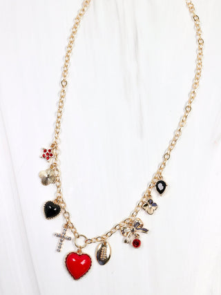 Sideline Spirit Charm Necklace - Red/Black