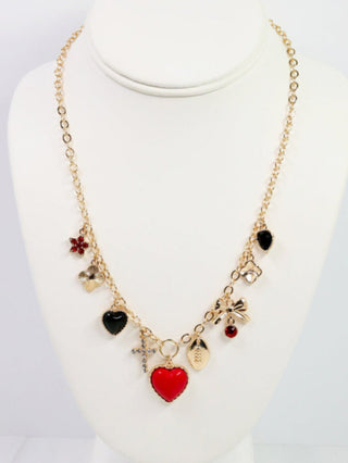 Sideline Spirit Charm Necklace - Red/Black