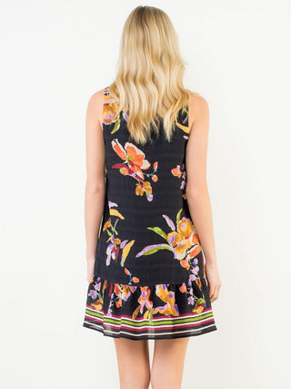 Majestic Bloom Mini Dress - Black