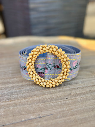 Bloom and Beads Belt - Gray/Multi