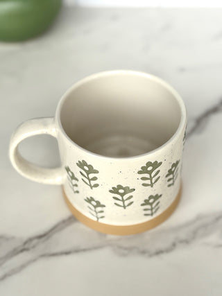 Bloom Brew Stoneware Mugs - Green/Cream