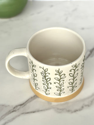 Bloom Brew Stoneware Mugs - Green/Cream