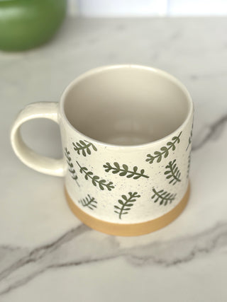 Bloom Brew Stoneware Mugs - Green/Cream