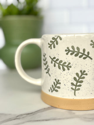 Bloom Brew Stoneware Mugs - Green/Cream