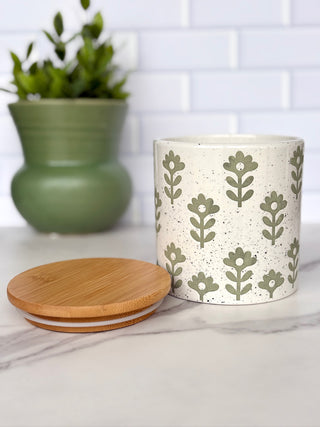 Blossom Canister - Green/Cream