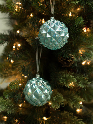 a teal geometric christmas tree ornament perfect for holiday home decor and as hostess gifts
