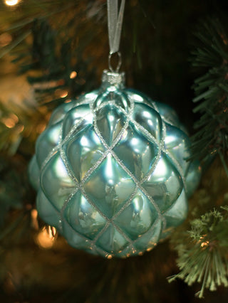 Northern Sky Blue Glass Ball Ornament