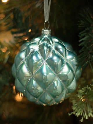 Northern Sky Blue Glass Ball Ornament