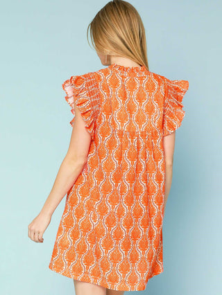 Boho Chic Mini Dress - Orange