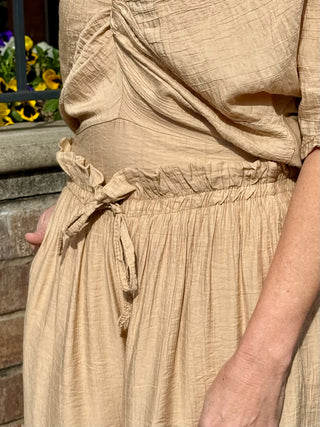 Venetian Drape Tie Front Pant - Light Camel