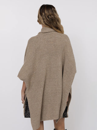 Brienne Scarf Poncho Cardigan - Taupe