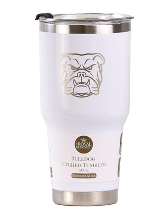 Bulldog Etched Tumbler - White 30 oz