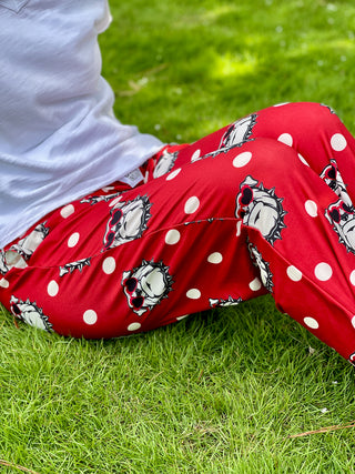 Bulldog Polka Dot Lounge Pants - Red