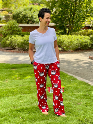 Bulldog Polka Dot Lounge Pants - Red