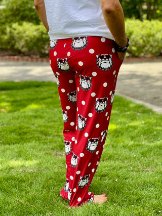Bulldog Polka Dot Lounge Pants - Red