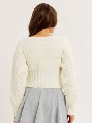 Cove Cable Knit Cardigan - Cream