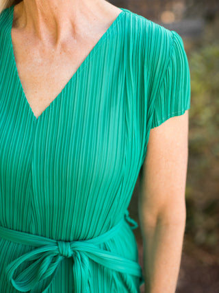 Calypso Colorblock Midi Dress - Teal Green