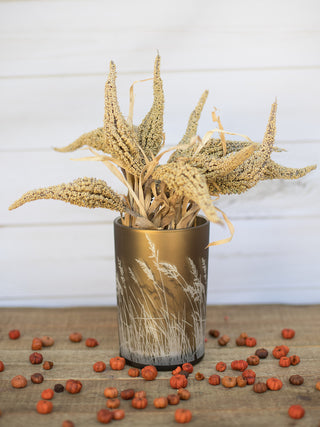 Etched Reeds Glass Candle Holder - Large