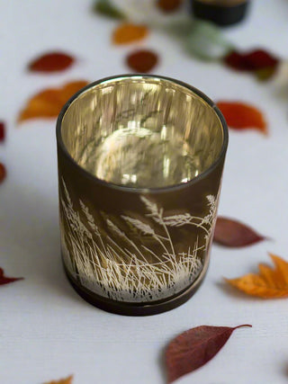 Etched Reeds Glass Candle Holder - Votive