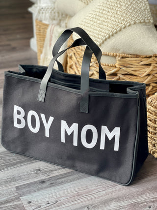Canvas Tote Boy Mom - Black