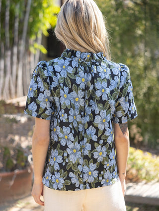 Celestial Blooms Floral Top - Blue
