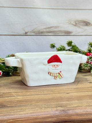 Ceramic Mini Loaf Baker with Jolly Santa