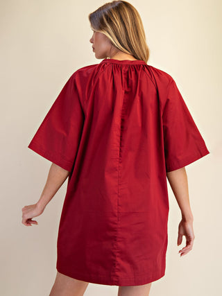 Cherry Twist Mini Dress - Wine