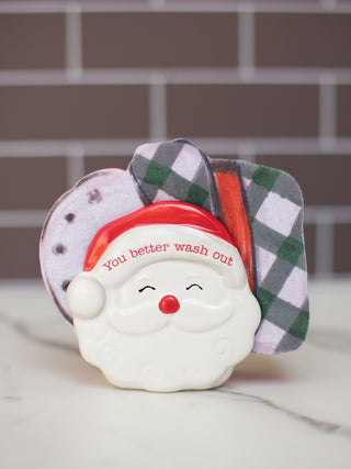 a hand painted ceramic sponge holder for thanksgiving and christmas holiday home decor perfect as a host gift